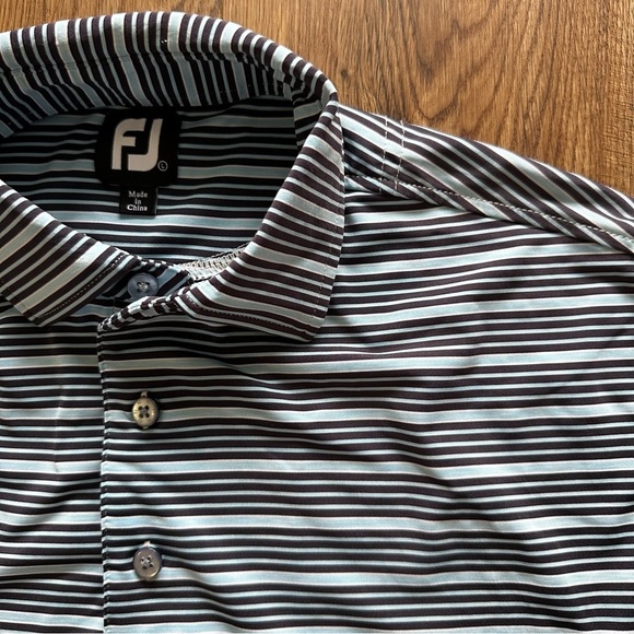 Footjoy Golf Polo Shirt Mens Size Large Polyester Spandex Performance Stripes - Picture 1 of 9